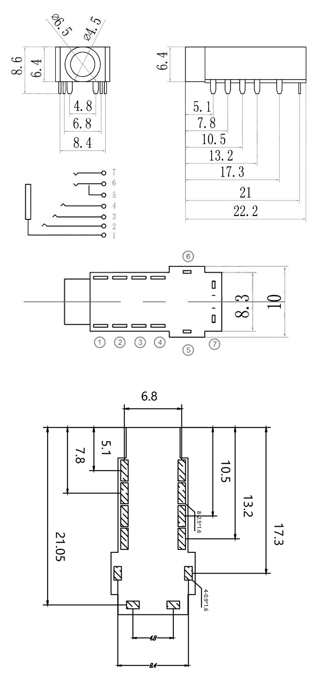 Embase Jack 4.4mm femelle 5 Pôles Plaqué Or